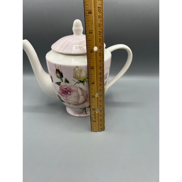 Gracie China Stechcol 4-Cup Teapot In Pink & White With Rose & Travel Design - Picture 6 of 13